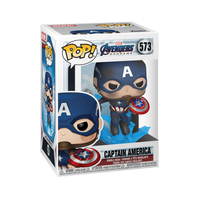 FUNKO POP! Vinyylihahmo: Avengers: Endgame - Captain America w/Broken shield and Mjölnir